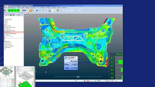 Interface do software Metrologic Metrolog X4 para inspeção CMM